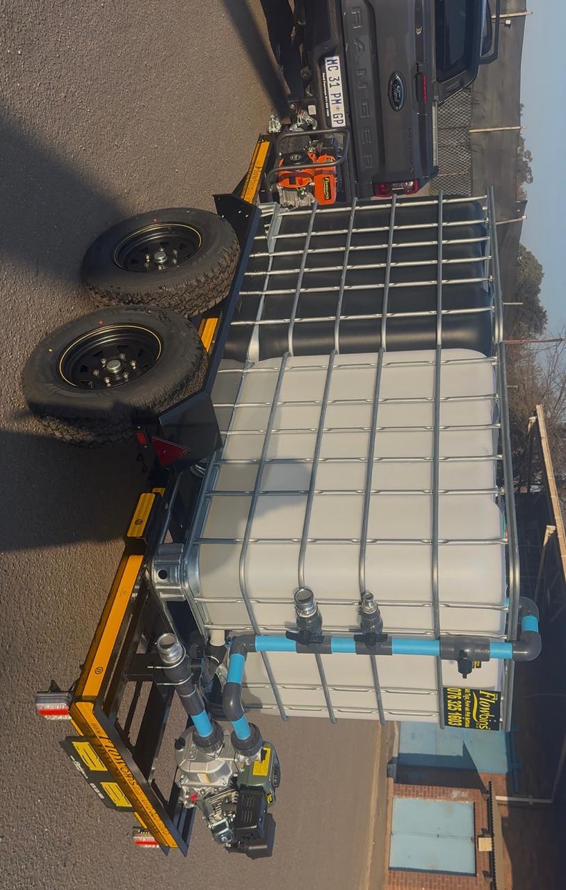 Fumuno branded water tanker trailer used to supply fresh water on site in Gauteng